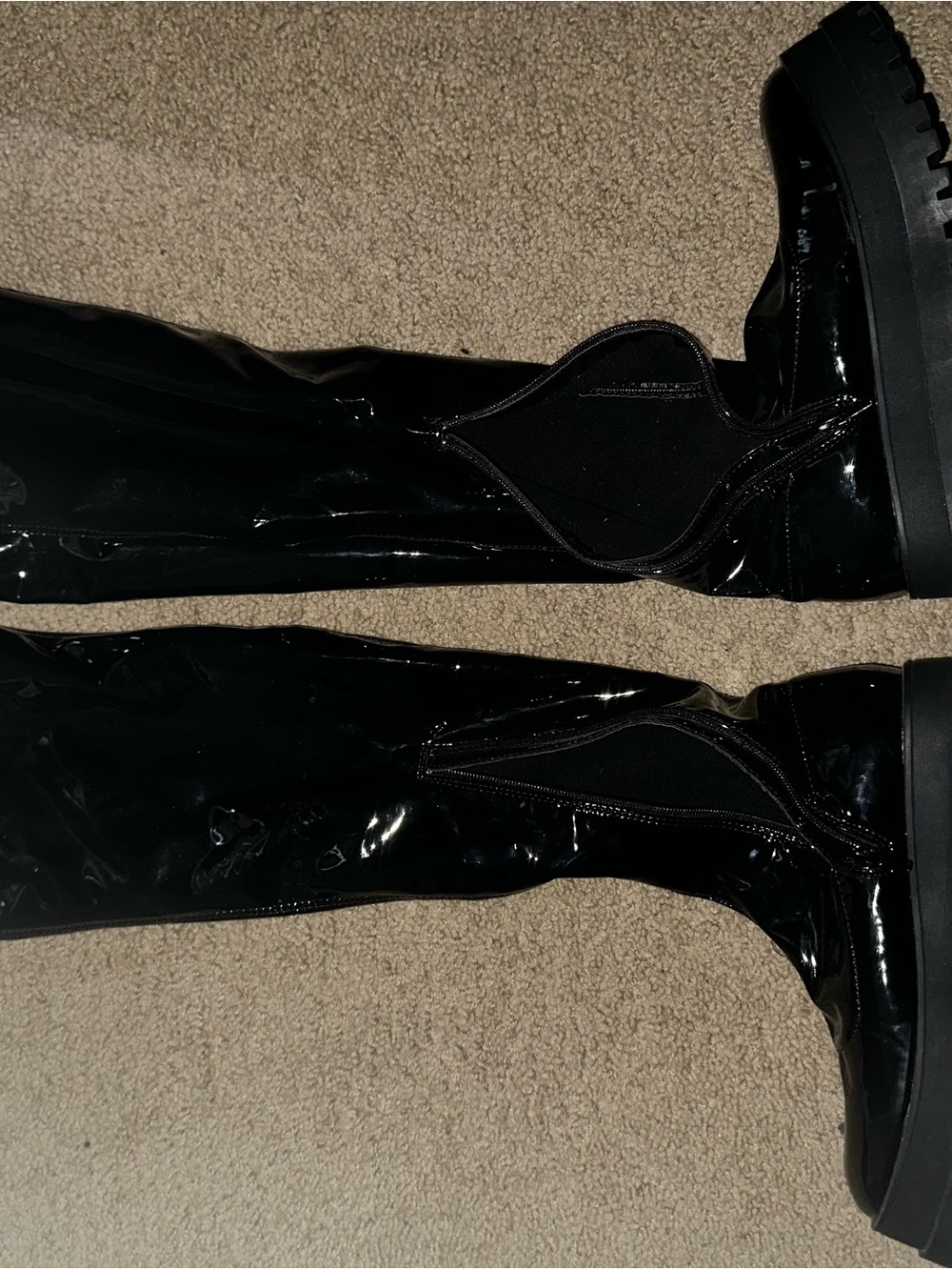 Dolls Kill Black Patent Over-the-Knee Platform Boots